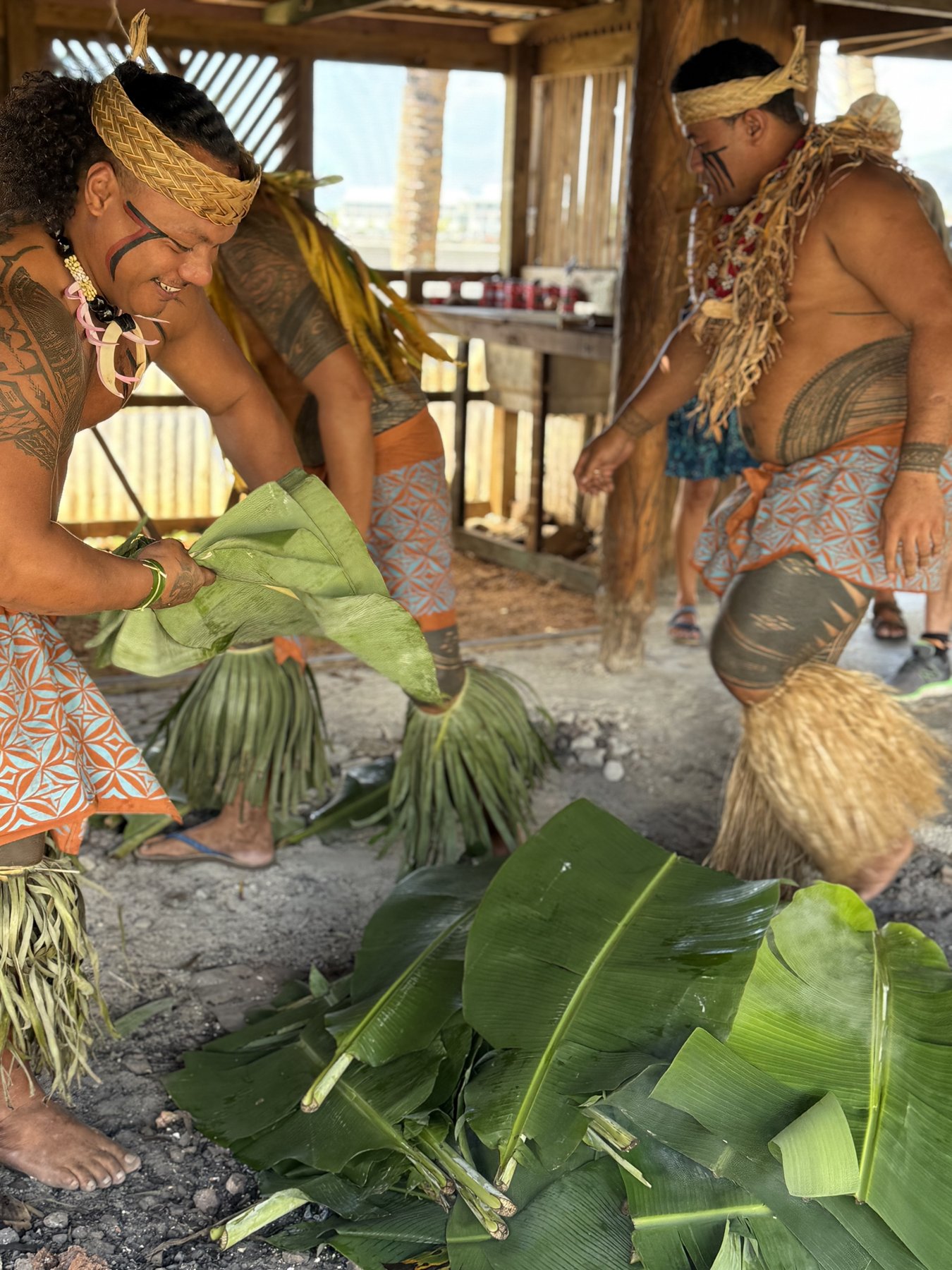 Traditional umu earth oven cultural demonstration